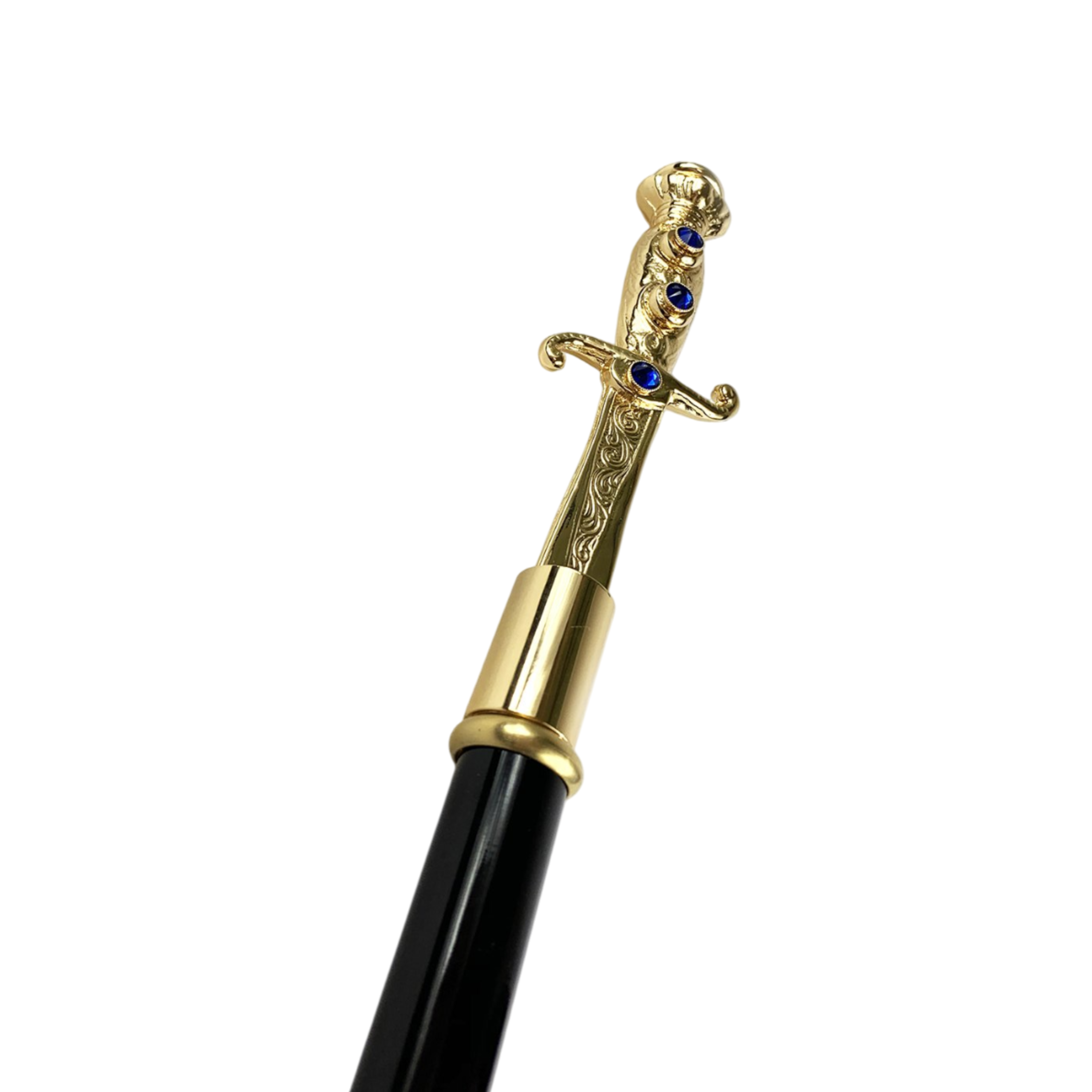 Luxury Walking Cane – Italian Sword Handle Cane with Swarovski Crystals & 24K Gold
