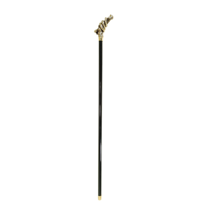 Gold Plated Walking Cane – Italian Handmade Snake Handle Cane with Crystals
