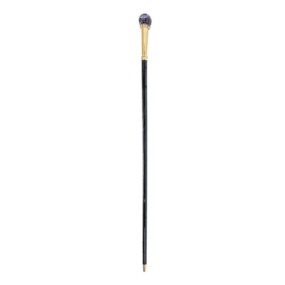 24K Gold Plated Walking Stick – Handcrafted Italian Cane with Natural Amethyst Ball