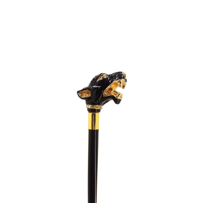 Gold-Plated Walking Cane – Luxury Dog Head Handle, Hand-Painted Enamel, Italian Handmade