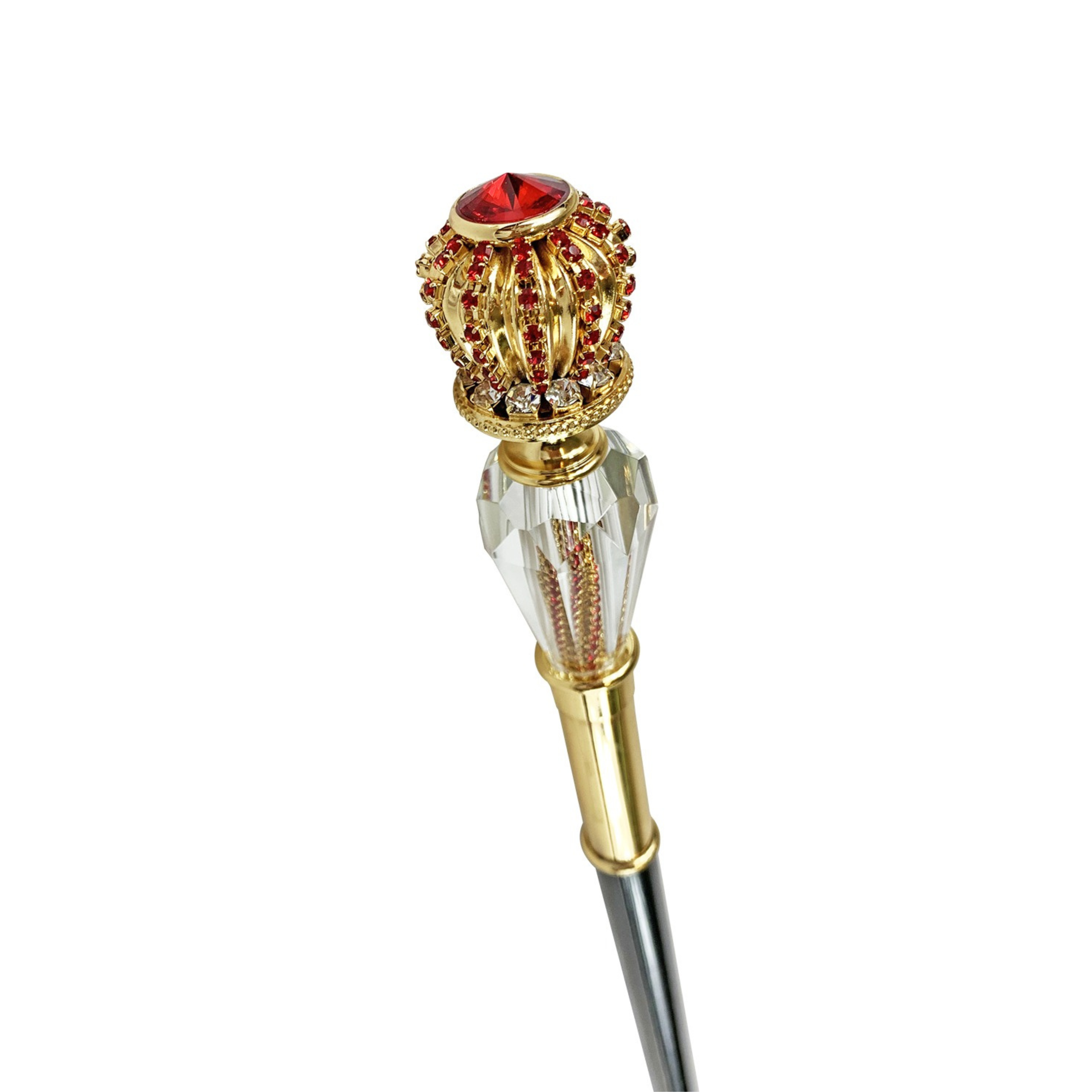 Handmade Walking Stick – Luxury Italian Crystal Handle Cane with Gold Plated Tip