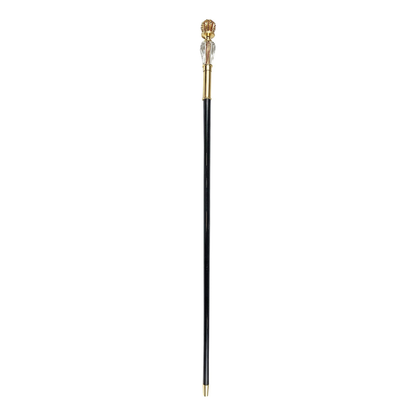 Handmade Walking Stick – Luxury Italian Crystal Handle Cane with Gold Plated Tip