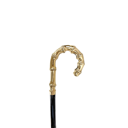 Gold Plated Walking Stick – Handcrafted Italian Bamboo Handle Cane with 24K Gold Brass Tip