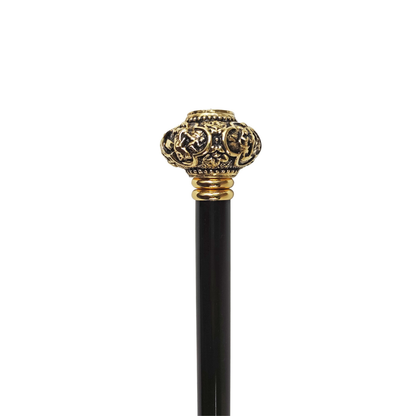Designer Walking Stick – Handmade Italian Cane with 24K Gold Knob & Red Crystal