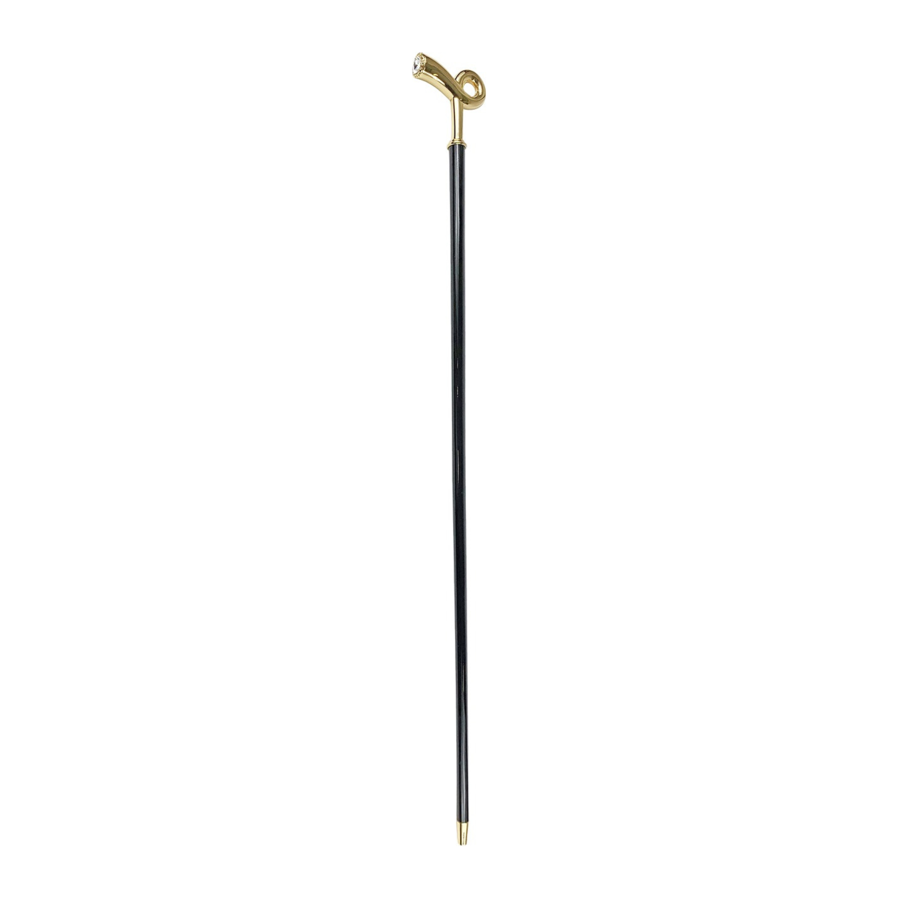 Walking Stick Gold Handle – Handcrafted Luxury Cane with 24K Brass and Black Beechwood Shaft