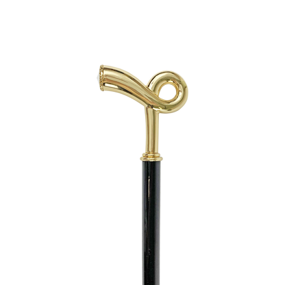 Walking Stick Gold Handle – Handcrafted Luxury Cane with 24K Brass and Black Beechwood Shaft