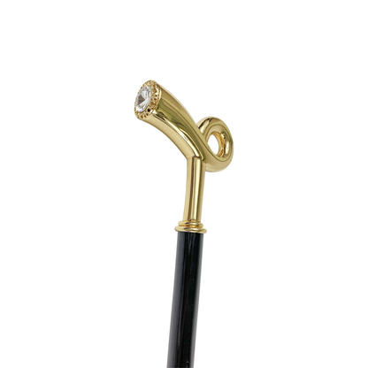 Walking Stick Gold Handle – Handcrafted Luxury Cane with 24K Brass and Black Beechwood Shaft