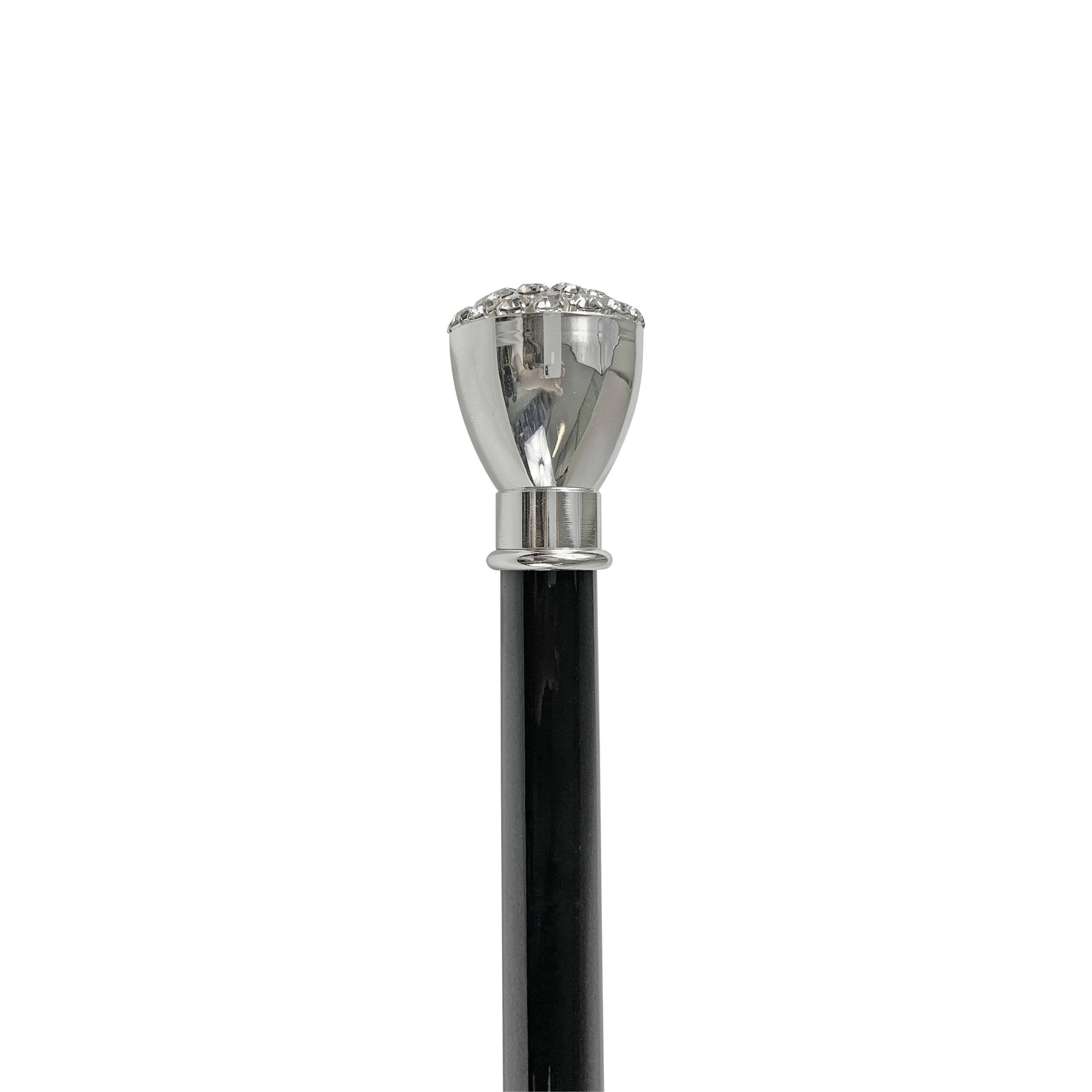 Elegant Walking Stick – Handcrafted Silver-Plated Cane with Crystal Embellishments