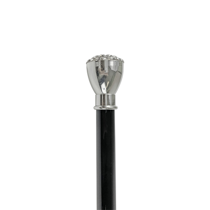 Elegant Walking Stick – Handcrafted Silver-Plated Cane with Crystal Embellishments