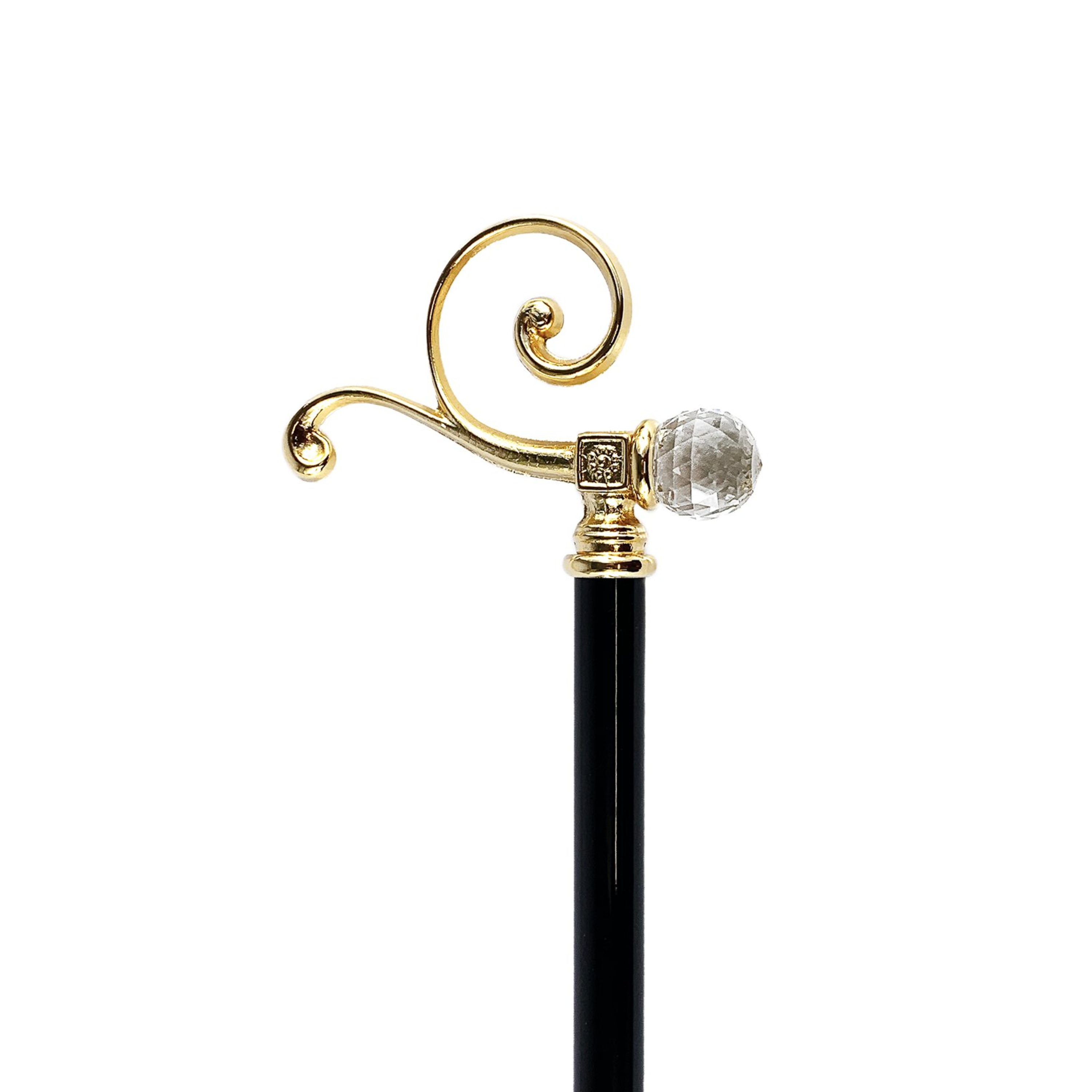 Gold Plated Walking Cane – Handmade Italian Luxury Walking Stick with Swarovski Crystal