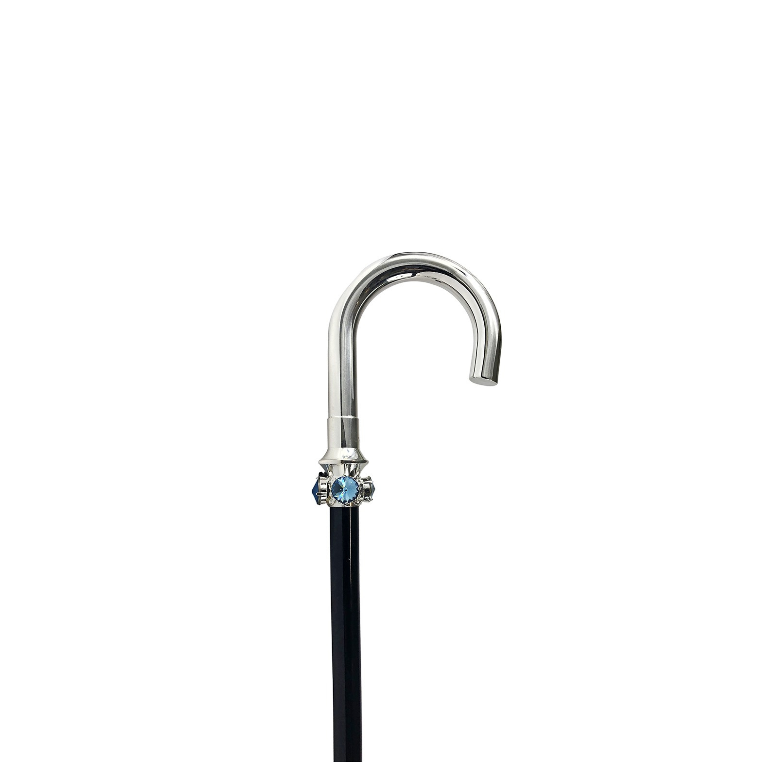 Men's Walking Cane – Handcrafted Aquamarine Crystal Cane with Silver-Plated Handle