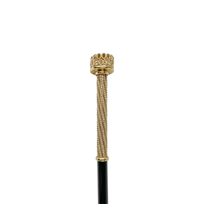 Crystal Walking Cane – Luxury Handcrafted Cane with White Crystal Handle & Gold Plated Tip