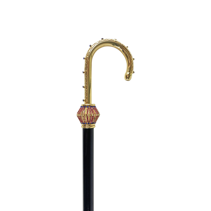 Luxury Walking Cane - Elegant Ladies Crystal Handle, 24K Gold Plated, Italian Craft
