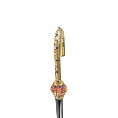 Luxury Walking Cane - Elegant Ladies Crystal Handle, 24K Gold Plated, Italian Craft