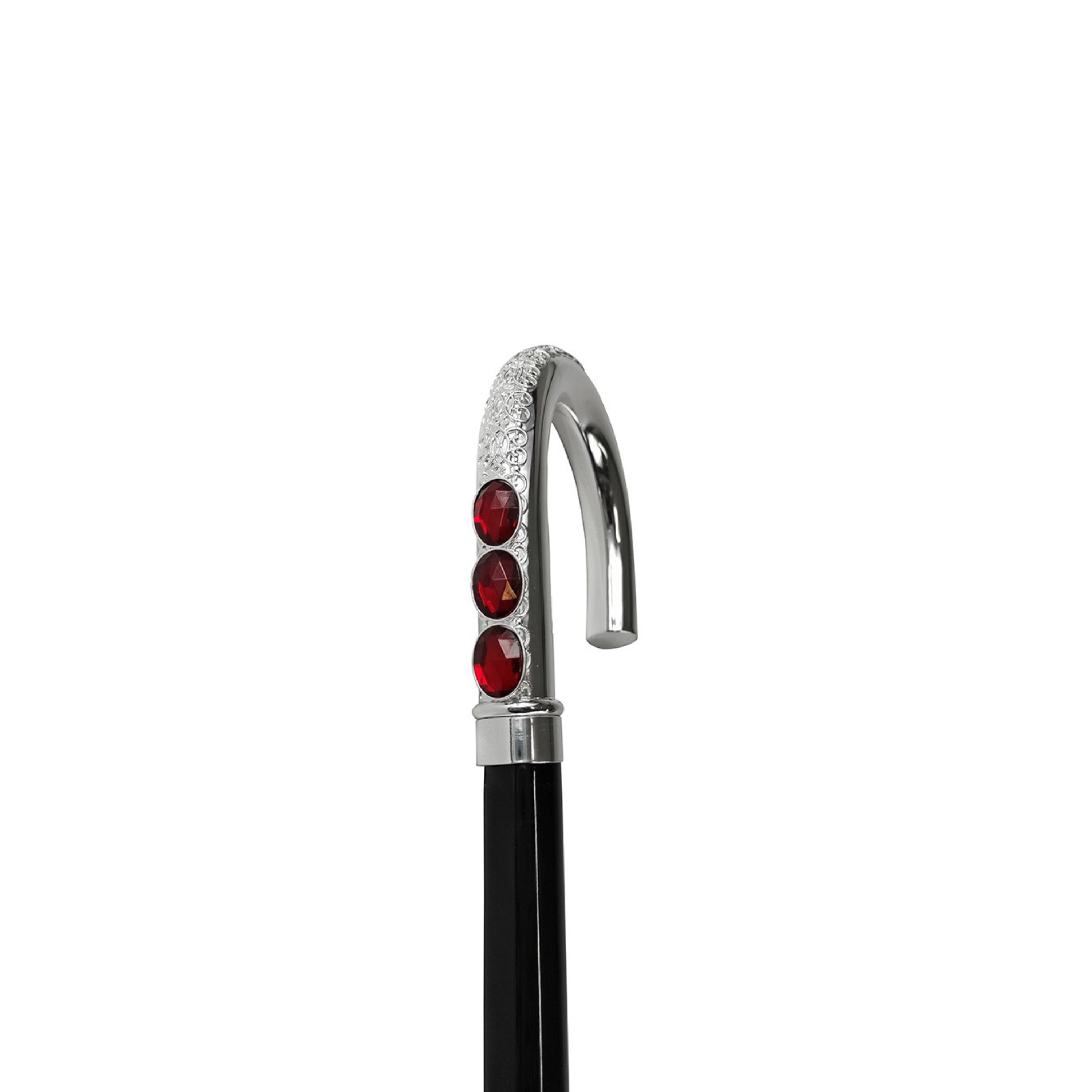 Luxury Italian Walking Cane – Handcrafted Black Beechwood Shaft with Silver-Plated Handle