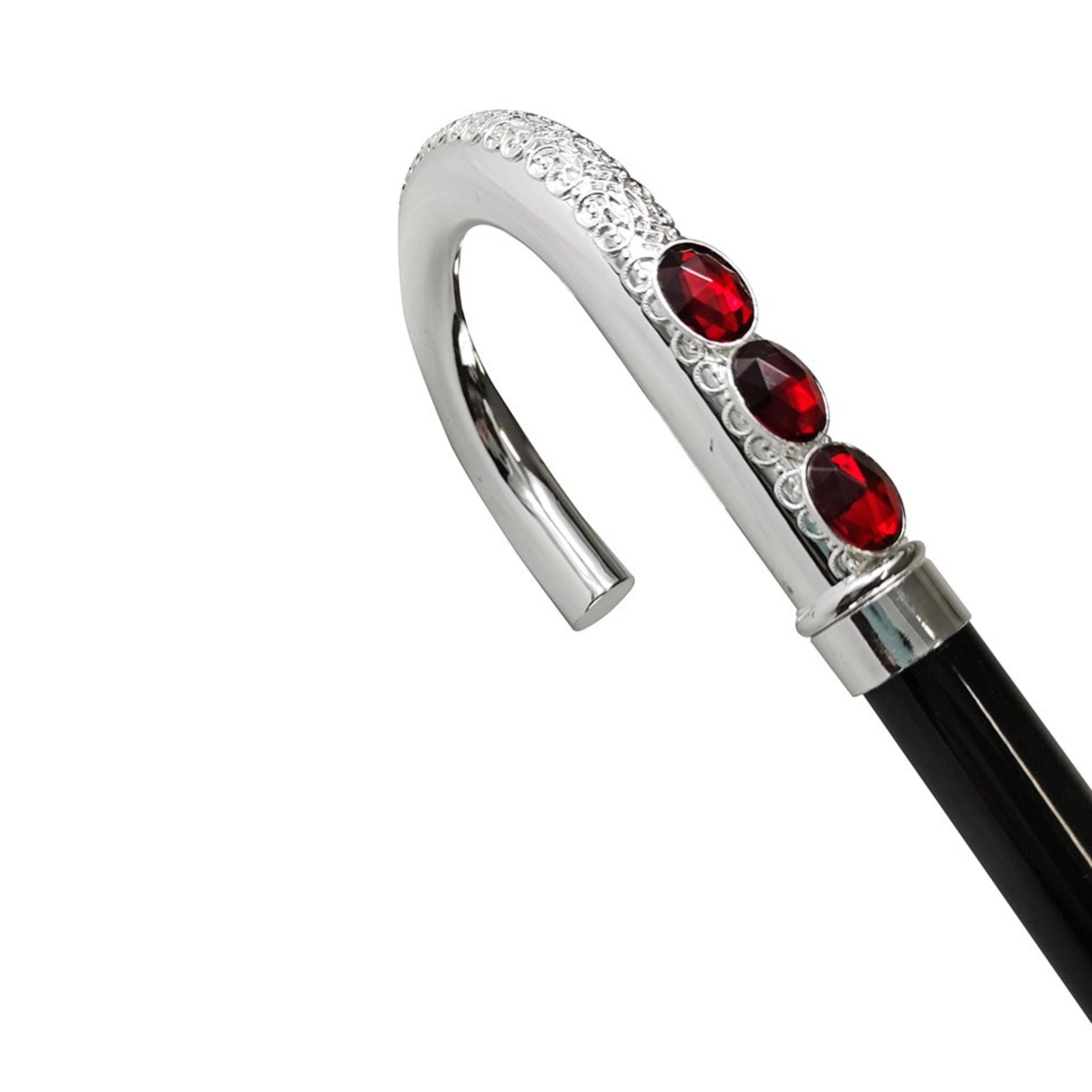 Luxury Italian Walking Cane – Handcrafted Black Beechwood Shaft with Silver-Plated Handle