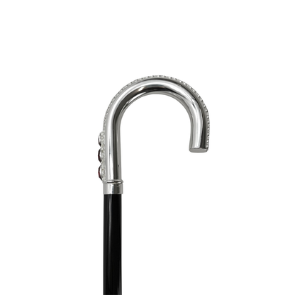 Luxury Italian Walking Cane – Handcrafted Black Beechwood Shaft with Silver-Plated Handle