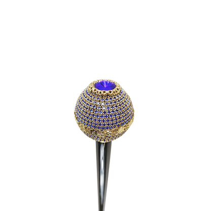 Luxury Walking Stick – Handmade Italian Cane with Sapphire Crystals & 24K Gold Plating