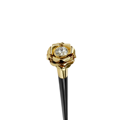 Luxury Walking Stick – Italian Handmade Cane with Rose Handle & Swarovski Crystals