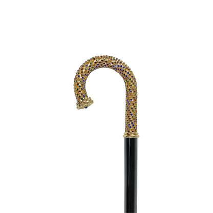 Luxury Walking Cane – Italian Handcrafted Multicolor Crystal Cane with 24K Gold Plated Brass Tip