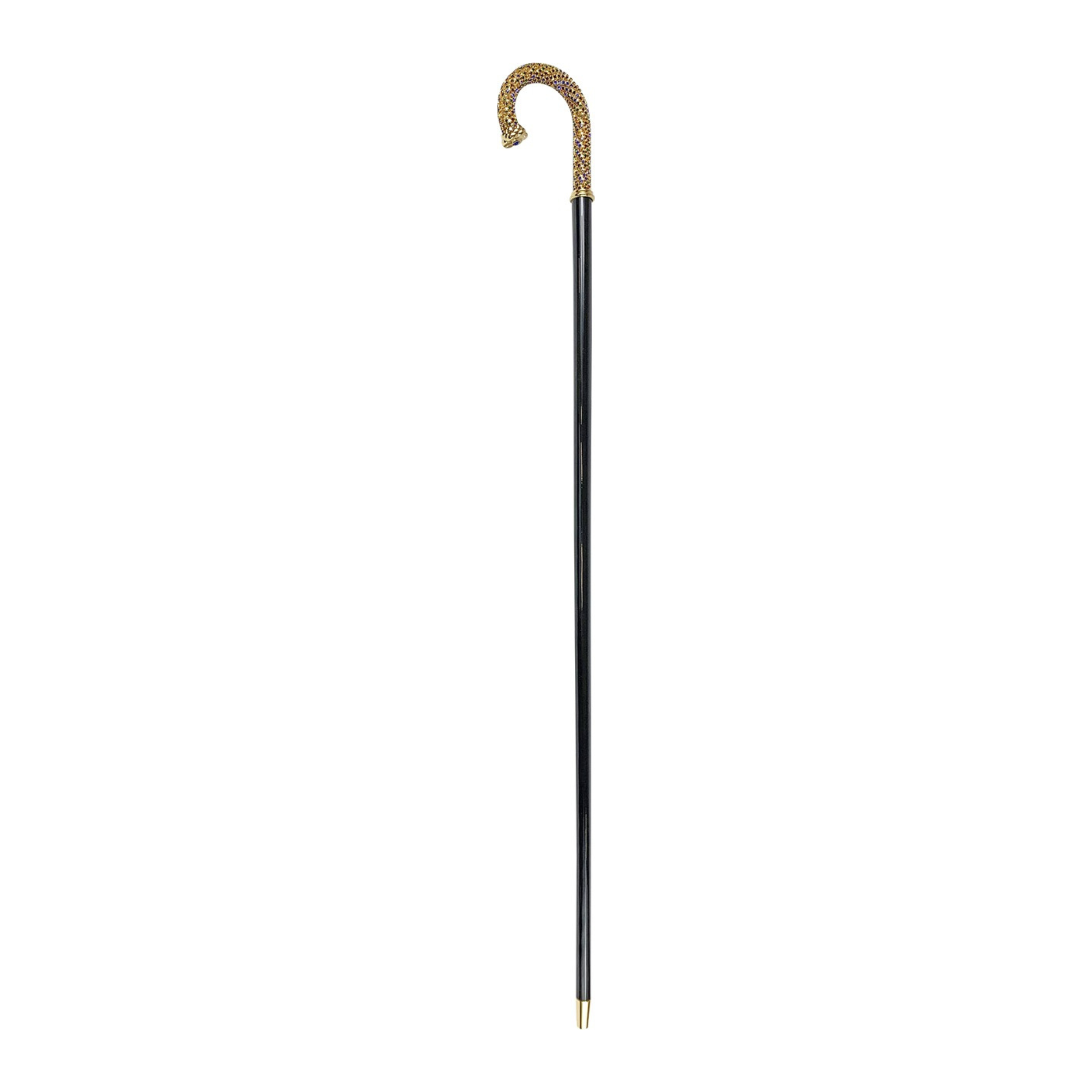 Luxury Walking Cane – Italian Handcrafted Multicolor Crystal Cane with 24K Gold Plated Brass Tip