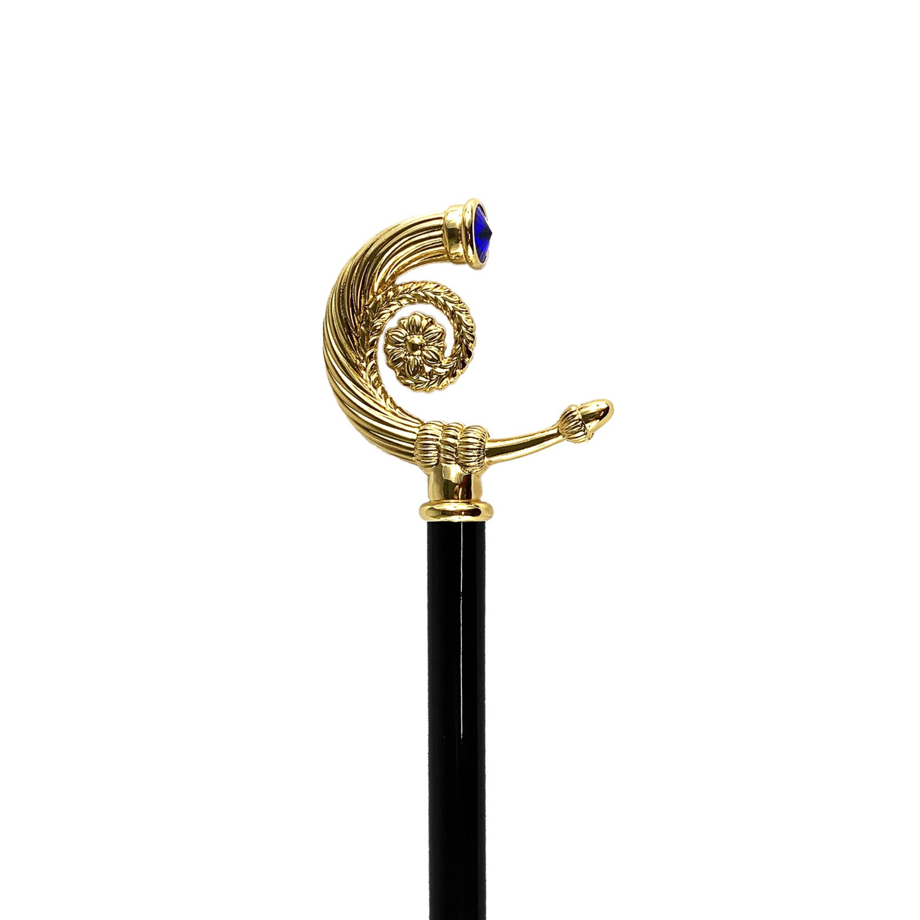 Italian Walking Cane – Luxury Collectible with Swarovski Sapphire Crystal & 24K Gold Handle