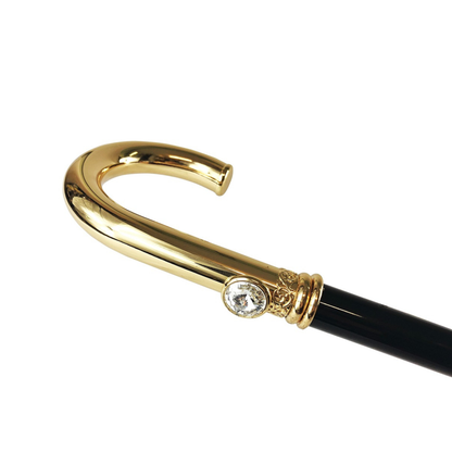Gold Plated Walking Stick - Luxury Italian Handcrafted Cane with Swarovski Crystal Handle