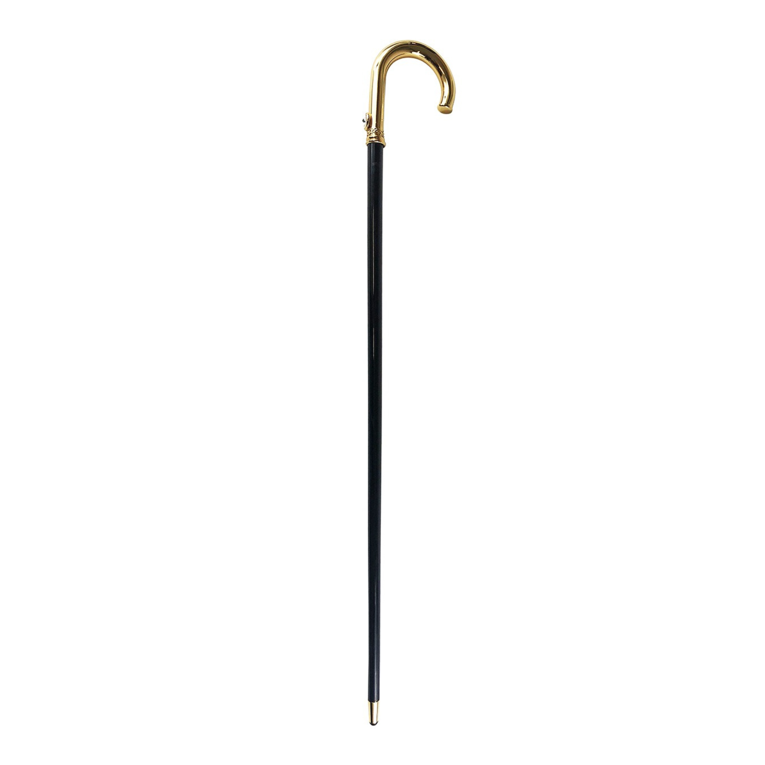 Gold Plated Walking Stick - Luxury Italian Handcrafted Cane with Swarovski Crystal Handle