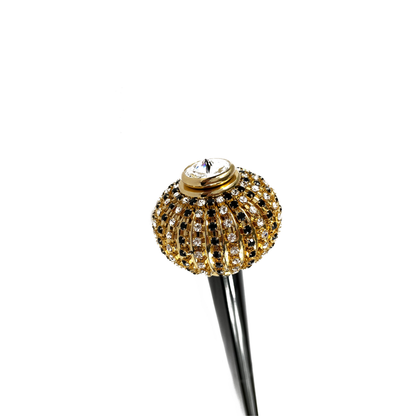 Luxury Walking Stick – Italian Handmade Cane with Gold Plated Brass Handle & Crystal Embellishments