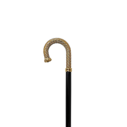 Luxury Walking Stick - Italian Handcrafted Beech Wood Cane with Aquamarine Crystals
