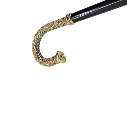 Luxury Walking Stick - Italian Handcrafted Beech Wood Cane with Aquamarine Crystals