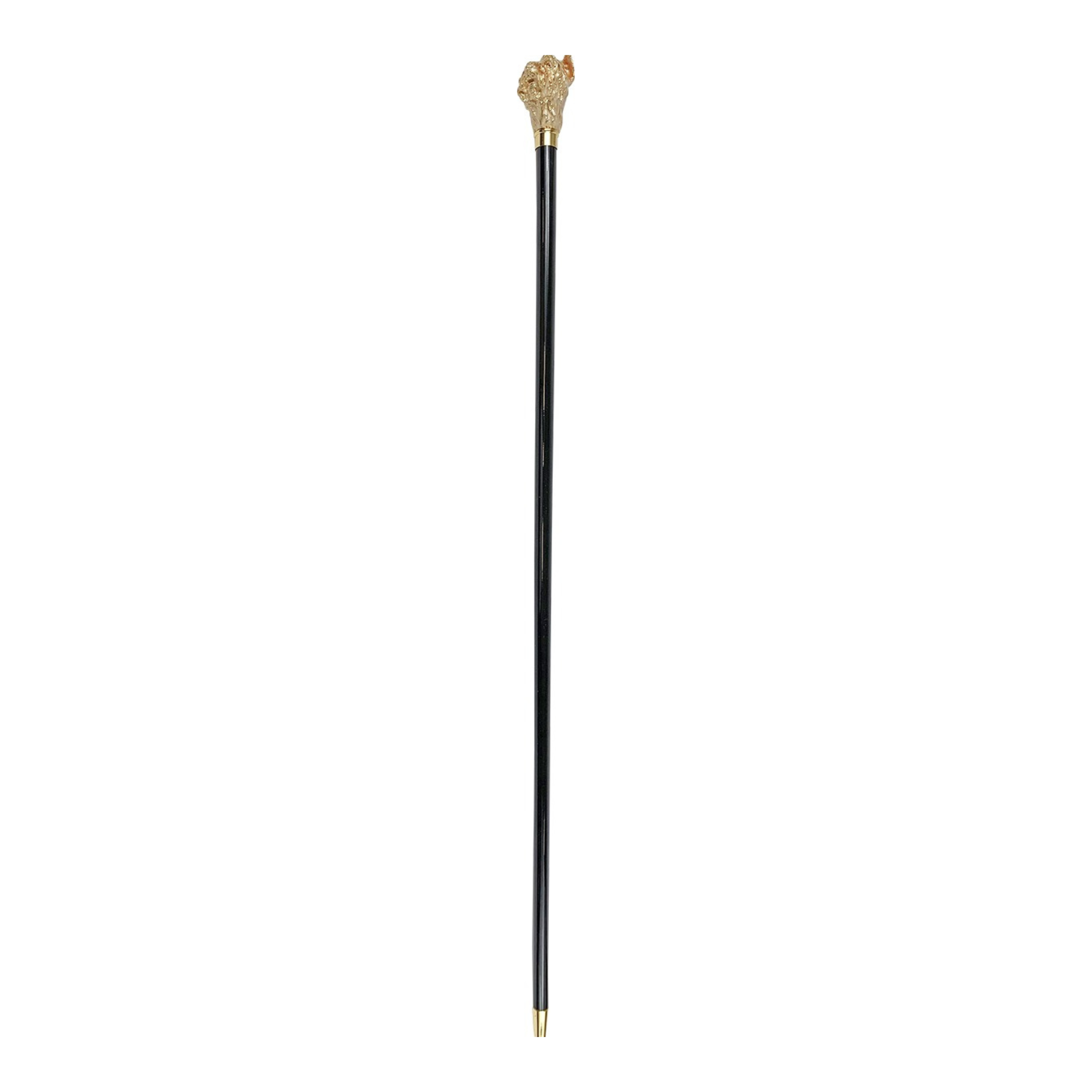 Gold Plated Walking Stick - Handcrafted Italian Cane with Dog Handle & 24K Brass Tip