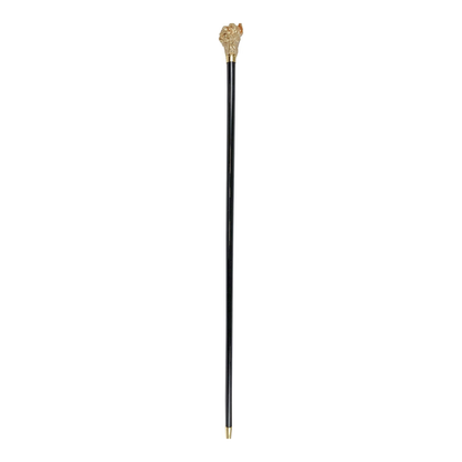 Gold Plated Walking Stick - Handcrafted Italian Cane with Dog Handle & 24K Brass Tip