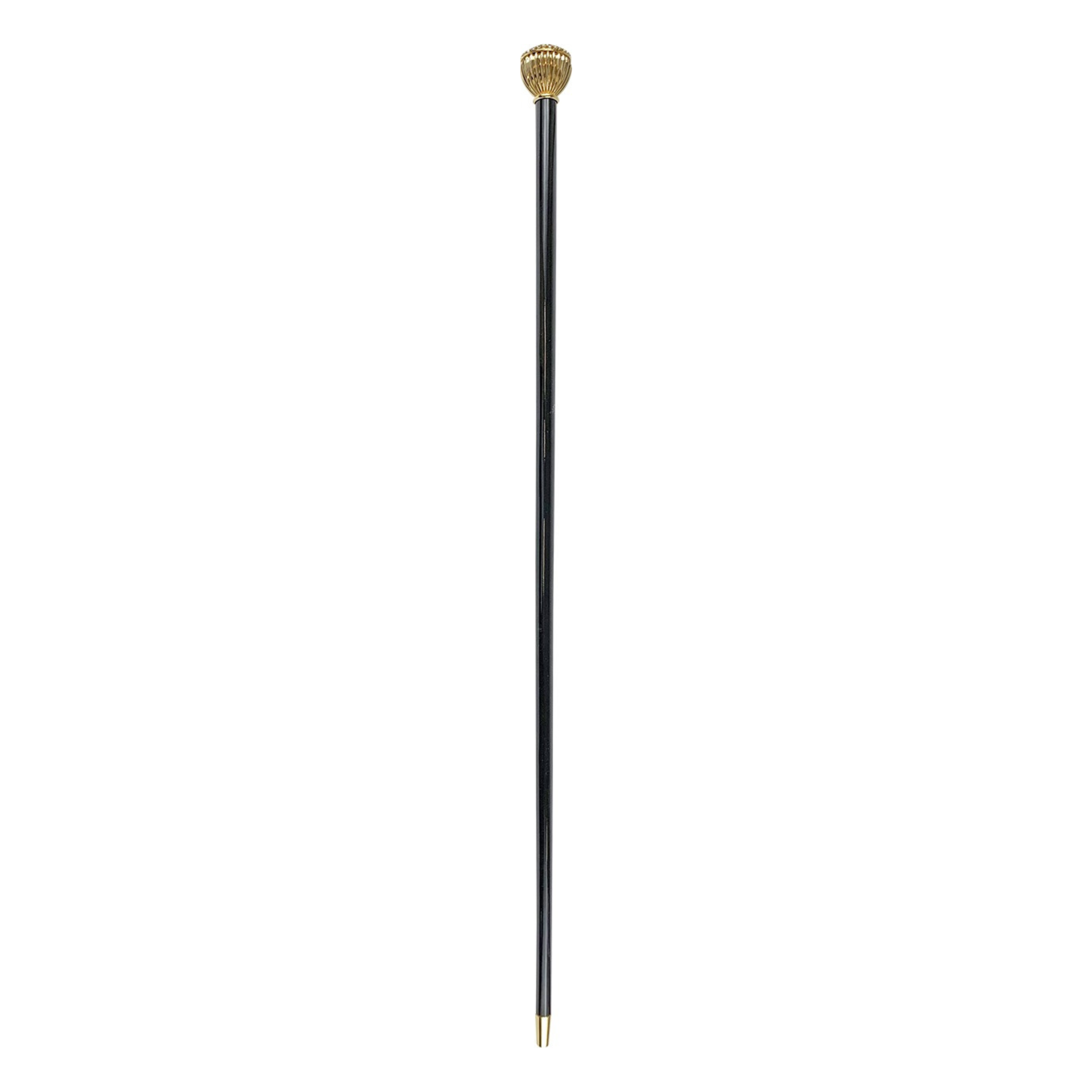 Luxury Walking Stick – Handmade Italian Black Beechwood Cane with Topaz Crystal Handle