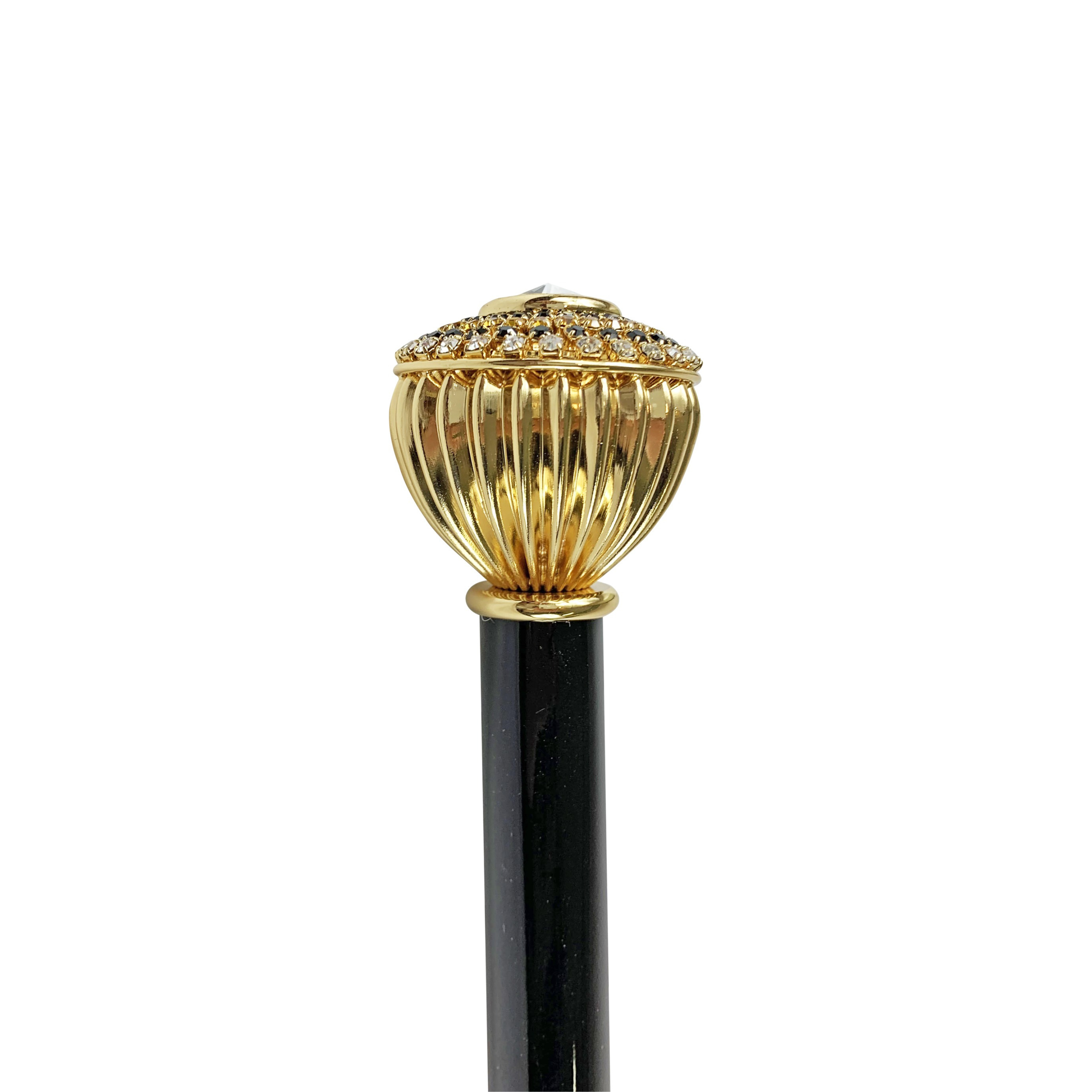 Luxury Walking Stick – Handmade Italian Black Beechwood Cane with Topaz Crystal Handle