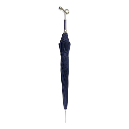 Elegant Ilmarchesato blue double-canopy umbrella with a silver-plated handle, designed for men.