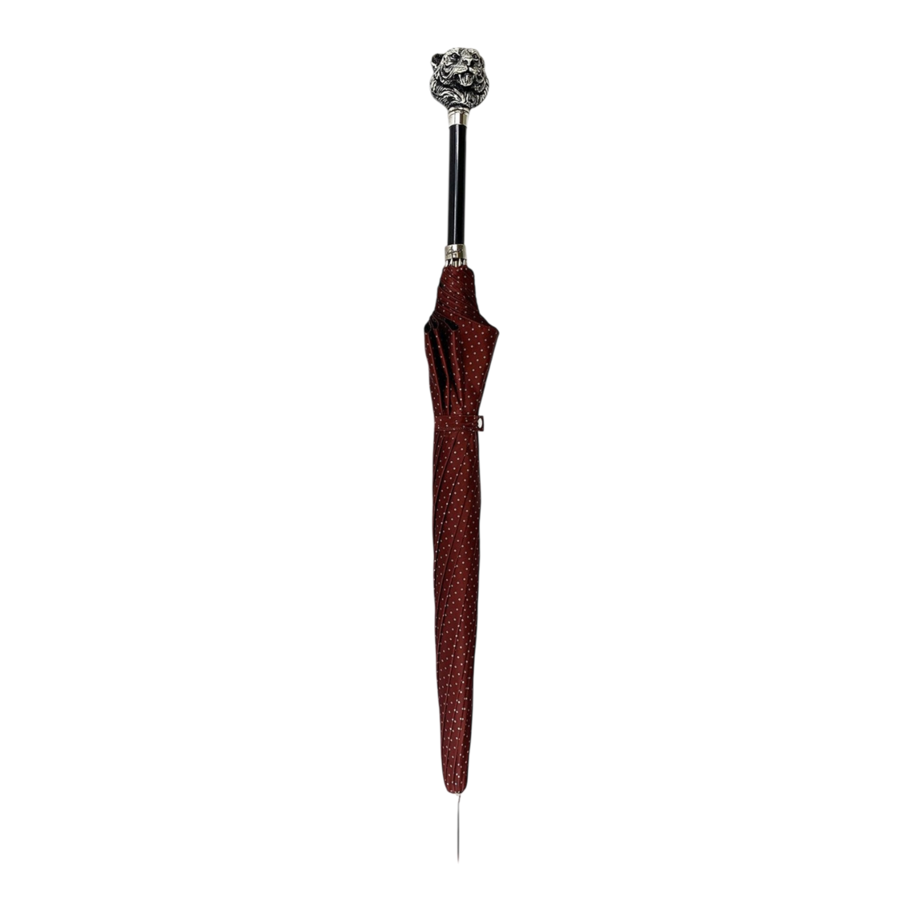 Hand-painted tiger umbrella by Ilmarchesato, showcasing Italian luxury craftsmanship with a vibrant design for men.