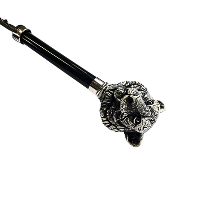 Hand-painted tiger umbrella by Ilmarchesato showcasing intricate designs and Italian luxury craftsmanship for men.