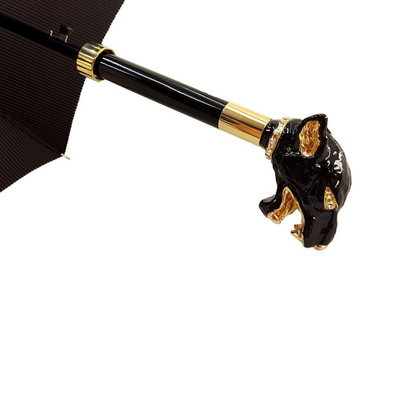 Italian men's enameled dog umbrella from Ilmarchesato, featuring a luxurious design and durable canopy for stylish rain protection.