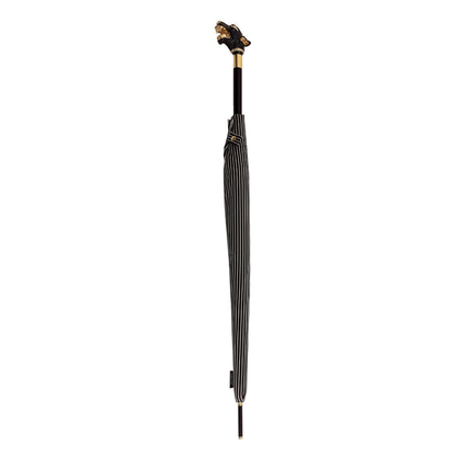 Italian men's enameled dog umbrella by Ilmarchesato, featuring a luxurious design with a detailed dog illustration on the canopy.
