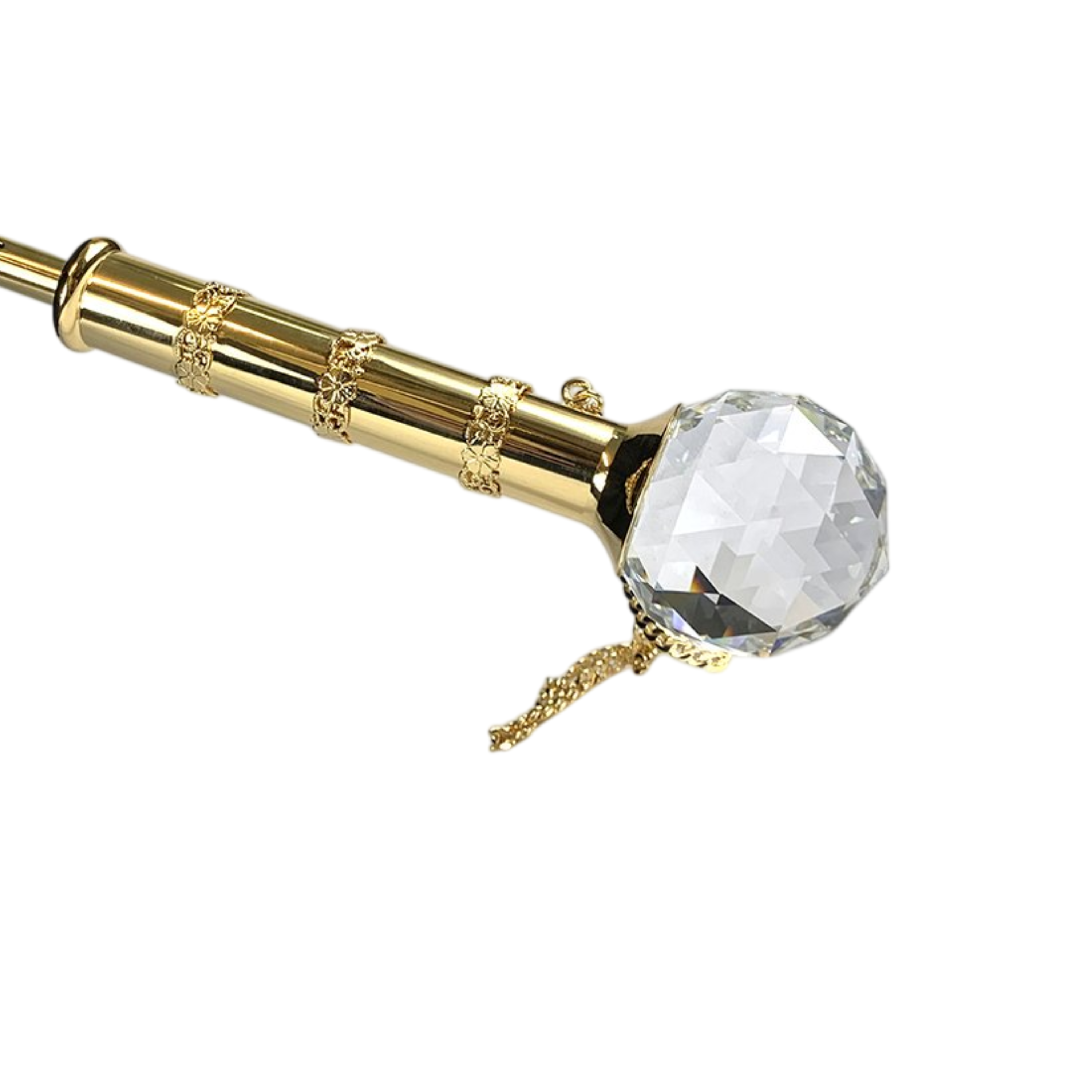 Men's black and light grey striped umbrella with Swarovski crystal handle by Ilmarchesato, showing the stylish fabric and elegant handle design.