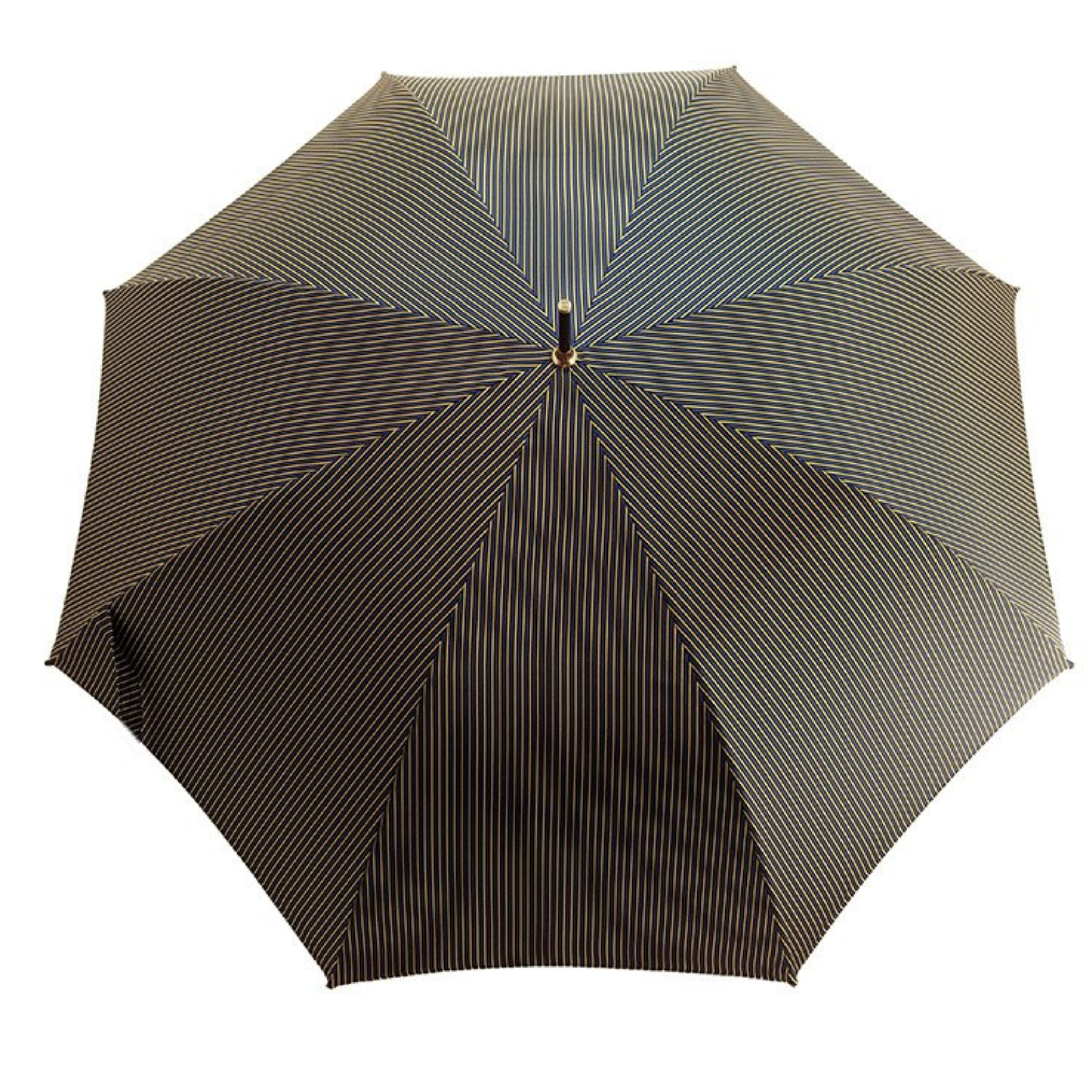 Men’s striped handmade umbrella featuring a gold-plated hound head handle by Ilmarchesato.