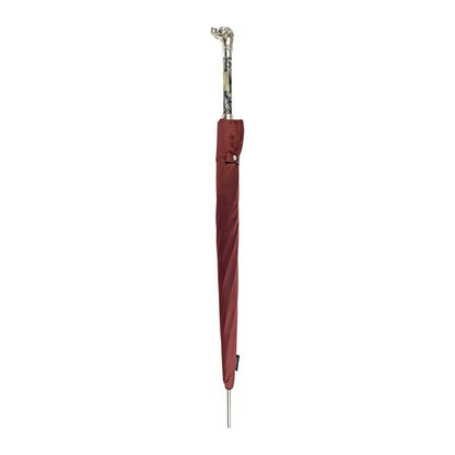 Elegant men's umbrella featuring a silver-plated Labrador handle by Ilmarchesato, showcasing its stylish design and craftsmanship.