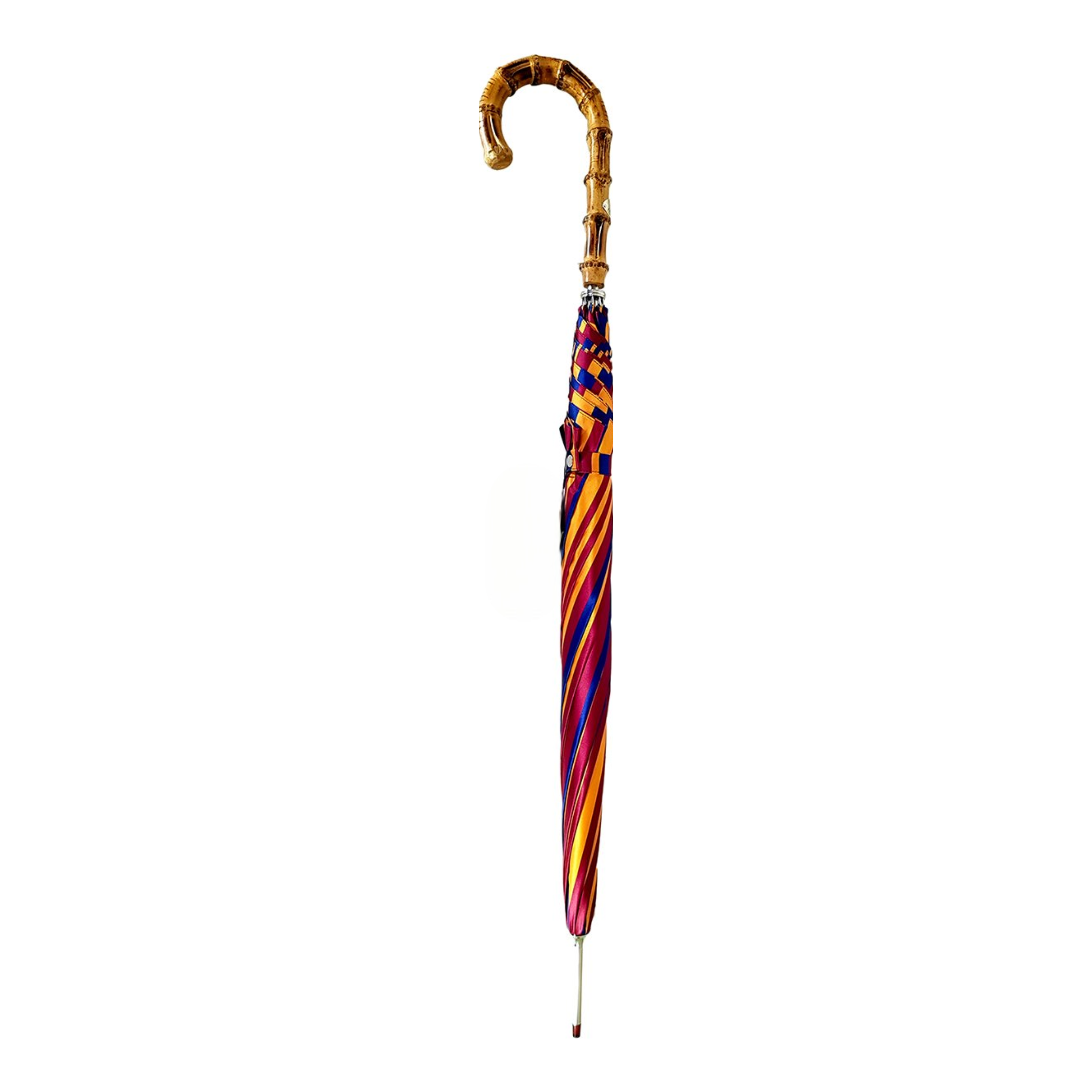 Ilmarchesato unique gentleman’s striped umbrella featuring a classic whangee handle, perfect for men’s style.