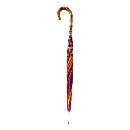Ilmarchesato unique gentleman’s striped umbrella featuring a classic whangee handle, perfect for men’s style.