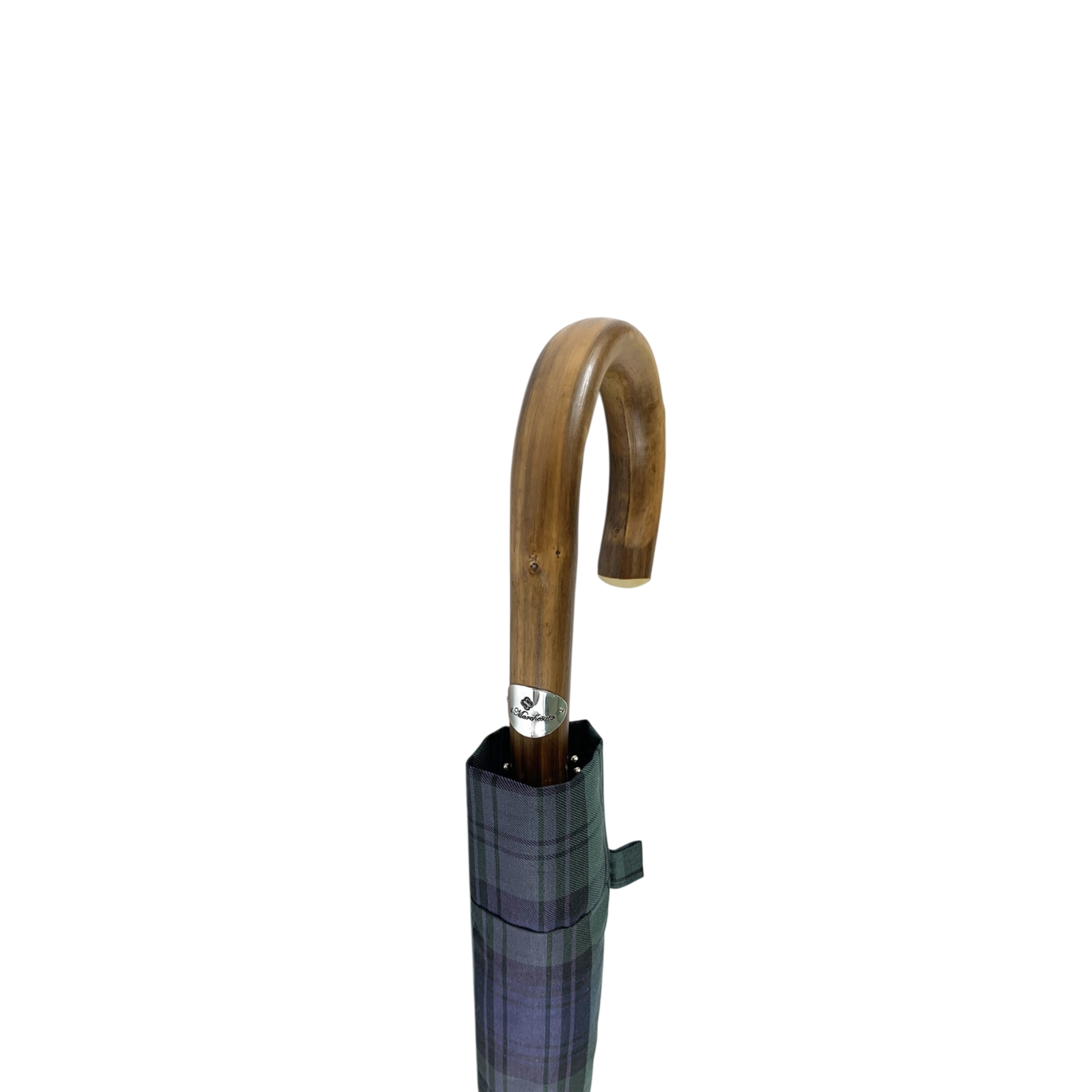 Ilmarchesato men's sporty tartan umbrella featuring a stylish chestnut root handle.