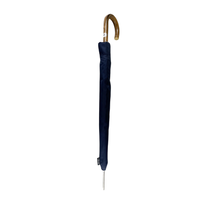 Navy blue gentleman's umbrella with a chestnut root handle by Ilmarchesato, showcasing a classic and elegant design.