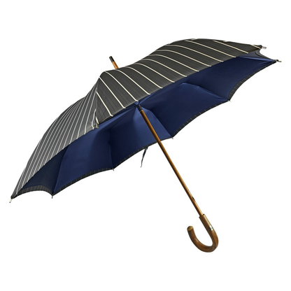 Ilmarchesato double-cloth gentleman's umbrella featuring unique grey and blue stripes, perfect for men's style.