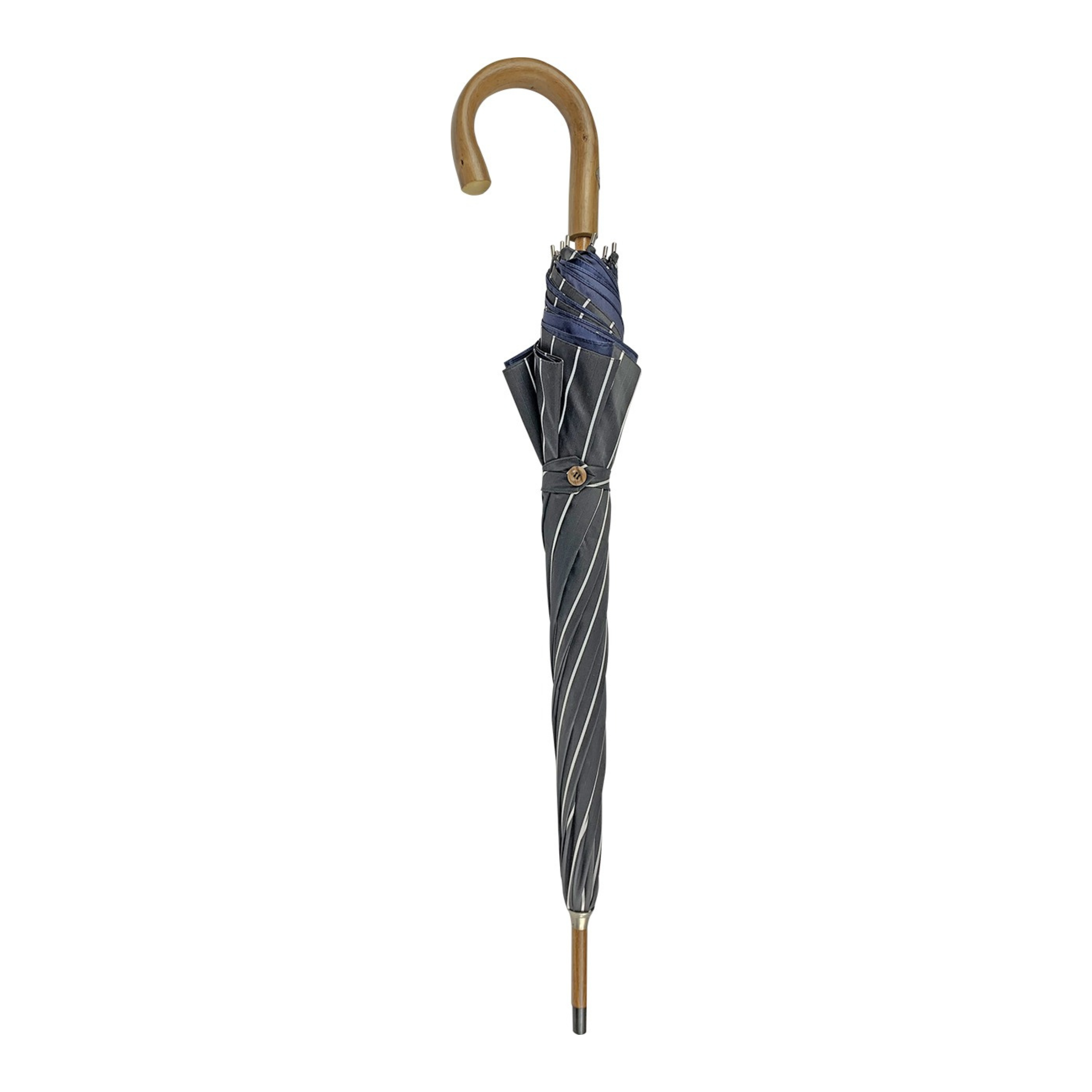 Ilmarchesato grey and blue striped double-cloth umbrella for men, featuring a stylish and sophisticated design.
