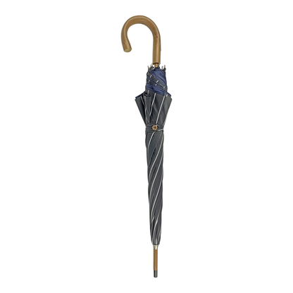 Ilmarchesato grey and blue striped double-cloth umbrella for men, featuring a stylish and sophisticated design.